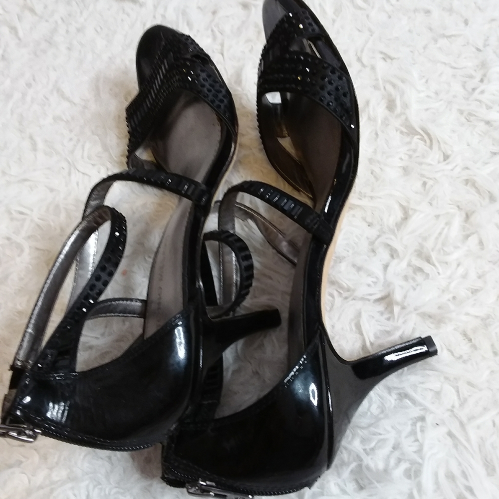 Antonio Melani black crystal embellished strappy heels size 9M - Picture 7 of 10